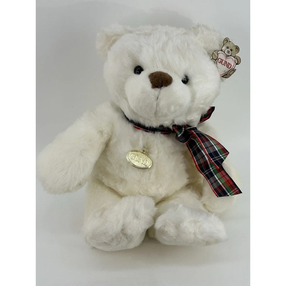 Gund White Fur Teddy Bear Tiptoe #2266  Stuffed Animal Plush 1990 13